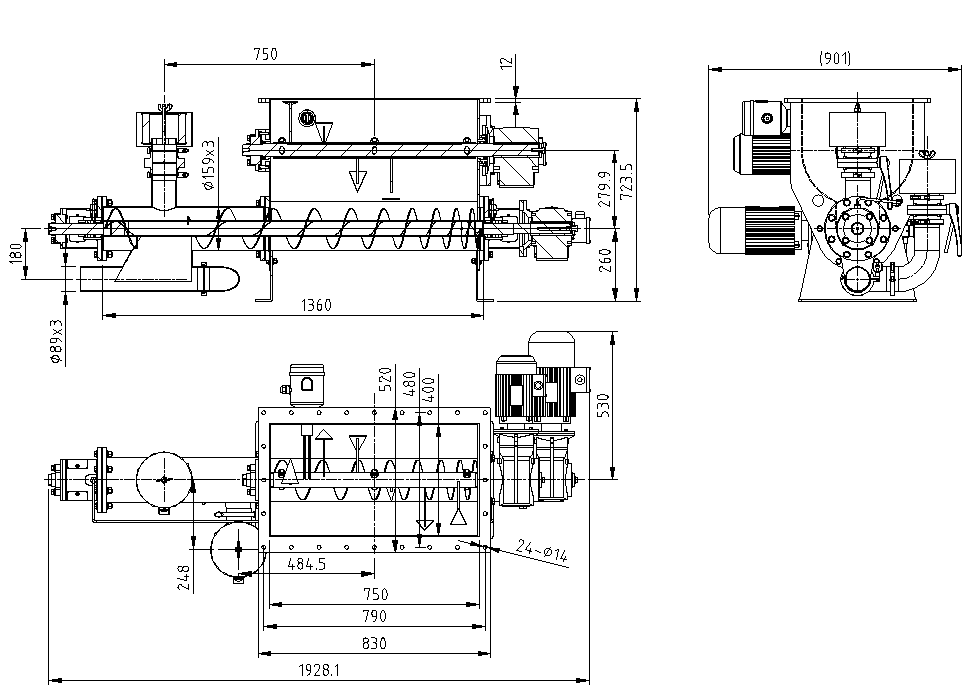 US-OP-RC-150粉料卸料输送螺旋（带搅拌）